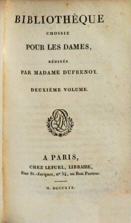 Bibliothèque choisie pour les dames. 2. 1819