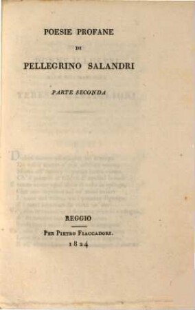 Poesie : (sacre e profane), 2. Poesie profane