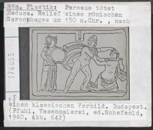 Römische Plastik: Perseus tötet Medusa, Relief eines römischen Sarkophages