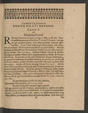 Confutationis Pontii Pilati Defensi Caput I. - V.