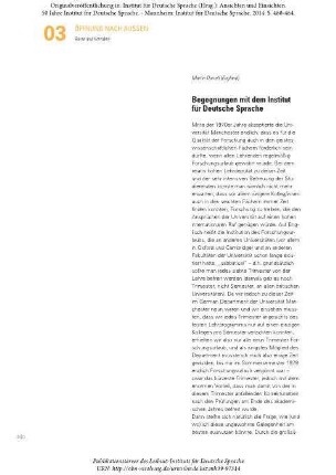 Begegnungen mit dem Institut für Deutsche Sprache