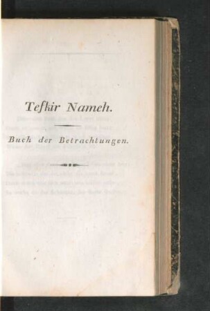 Tefkir Nameh. Buch der Betrachtungen.