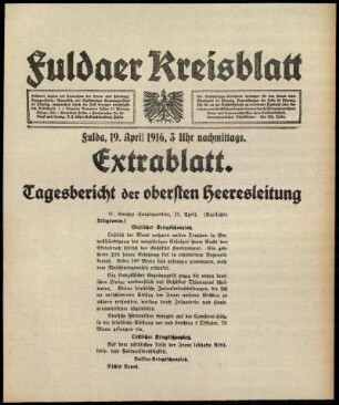 Ausgabe vom Mittwoch, den 19. April 1916.