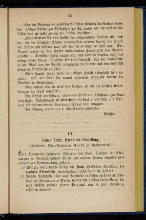 III. Ueber flache Herbstsaat-Bestellung