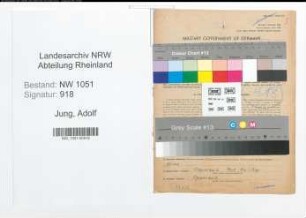 Entnazifizierung Adolf Jung , geb. 14.05.1892 ()