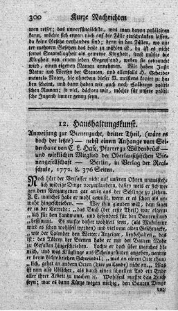 Anweisung zur Bienenzucht. T.3.