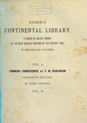 Coward Conscience! : in three volumes, 2