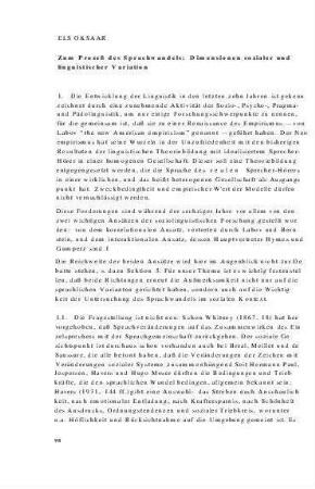 Zum Prozess des Sprachwandels : Dimensionen sozialer und linguistischer Variation