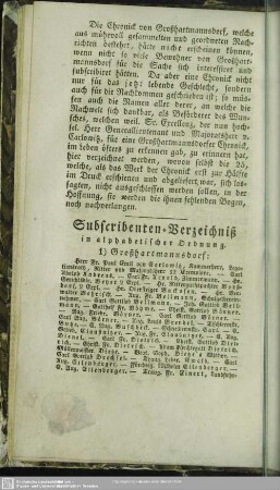 Subscribenten-Verzeichniß in alphabetischer Ordnung