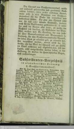Subscribenten-Verzeichniß in alphabetischer Ordnung