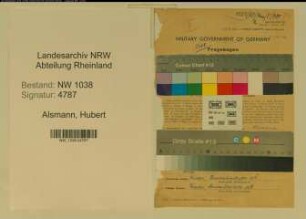Entnazifizierung Hubert Alsmann , geb. 03.04.1906 (Finanzbeamter)