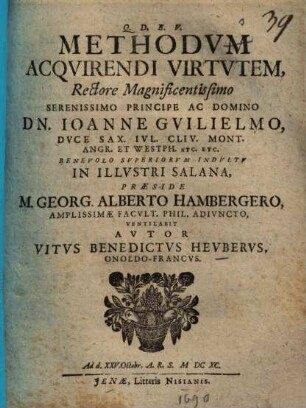 Methodvm Acqvirendi Virtvtem ...