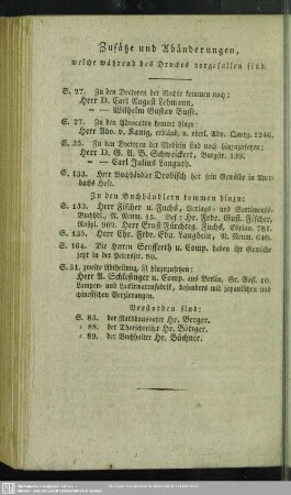 Zusätze und Abänderungen, welche während des Druckes vorgefallen sind