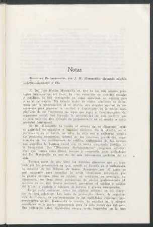 Discursos parlamentarios, por J. M. Manzanilla, segunda edición, Lima, Sanartí y Cía.