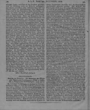 Calker, J. F. A. van: Die Bedeutung der Philosophie. Einleitende Vorlesungen. Berlin: Dümmler 1818