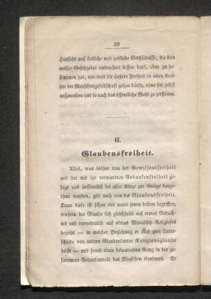 II. Glaubensfreiheit.