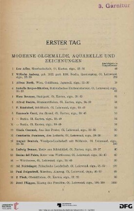 Moderne Ölgemälde, Aquarelle und Zeichnungen (Nr. 1-157)