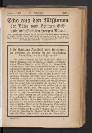 Heft 1 Januar 1920