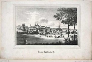 Ortsansicht von Kleinröhrsdorf (Dohna-Röhrsdorf), im Hintergrund Großröhrsdorf (Dohne Röhrsdorf) südöstlich von Dresden, Blatt Teil einer Reihe von Renner & Kretzschau