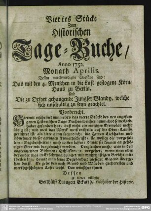 Viertes Stücke. Monath Aprilis