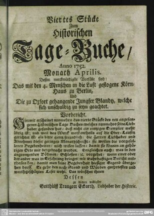 Viertes Stücke. Monath Aprilis