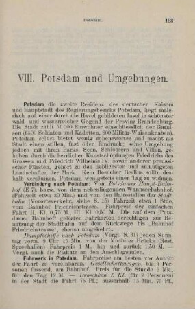 VIII. Potsdam und Umgebungen
