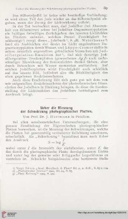 19: Ueber die Messung der Schwärzung photographischer Platten