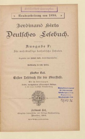 Teil 5, [Schülerband]: Erstes Lesebuch für die Oberstufe