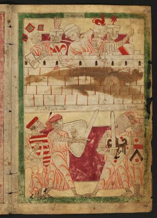 Miniatur: Zweiter Sturm auf Montalbane unter Führung von Turnus und Camille