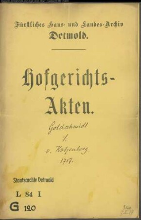 Goldschmidt, Samuel gegen Hauptmann von Kotzenbergs Erben - Schuldforderung