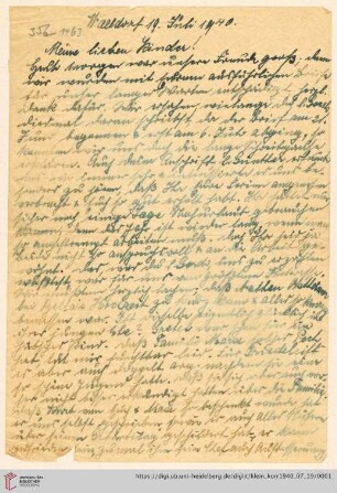 Korrespondenz von Alice und Ludwig Klein: Brief von Alice Klein an Irmgard Ehrlich und Günter Ehrlich