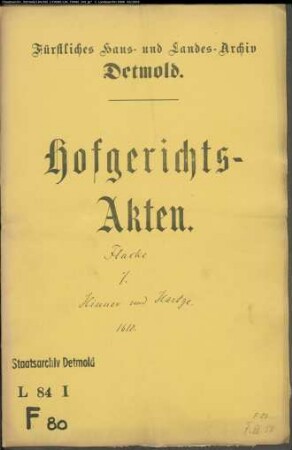 Flacke, Jasper Sohns Vormunde gegen Henrich Hinner zu Vahlhausen und Hans Hartge zu Herrentrup - Schuldforderung