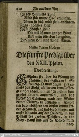 Die fünffte Predigt über den XXII. Psalm
