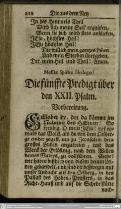 Die fünffte Predigt über den XXII. Psalm