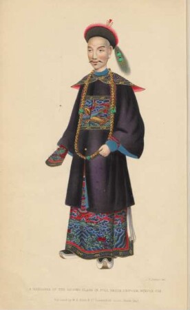 A mandarin of the second class in full dress uniform; winter cap