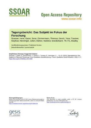 Tagungsbericht: Das Subjekt im Fokus der Forschung