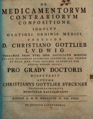 De Medicamentorvm Contrariorvm Compositione
