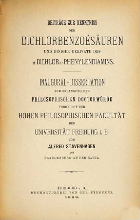 Beiträge zur Kenntniss der Dichlorbenzoësäuren und einiger Derivate des m-Dichlor-p-phenylendiamins