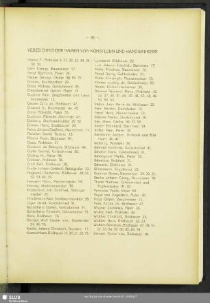 Verzeichnis Der Namen Von Künstlern Und Handwerkern