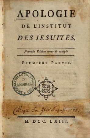Apologie de l'institut des Jésuites, 1