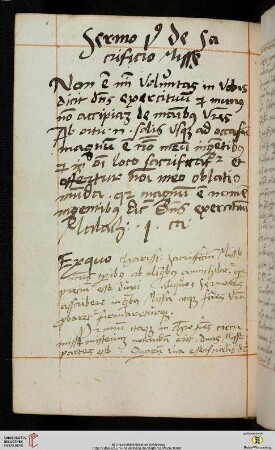 Sermo 1us de Sacrificio Missa [Predigttext, Mal 1,10–11:]