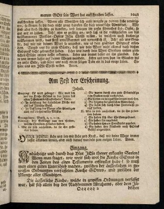 1043-1048, Inhalt; Eingang; Evangelium