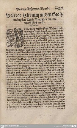 Vorrede Vitruvii an den Großmechtigsten Keyser Augustum/in das Fünffte Buch der Architectur.