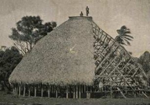 "Hausbau in Samoa."