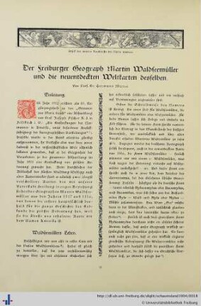 Der Freiburger Geograph Martin Waldseemüller und die neuentdeckten Weltkarten desselben.