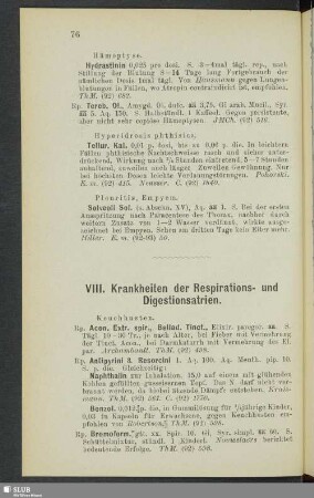 VIII. Krankheiten der Respirations- und Digestionsatrien