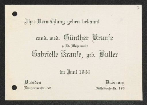 Brief von Wilhelm Buller und Hedwig Buller an Gerhart Hauptmann und Margarete Hauptmann