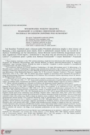 20: Wychowaniec pojętny Gradywa. Wiadomość o Ludwiku Chrystianie Metzllu. Materiały do dziejów Zofiówki pod Humaniem