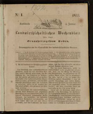 No 1. 4. Januar. 1833