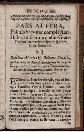 Pars Altera. Fabula breviter complectens ...